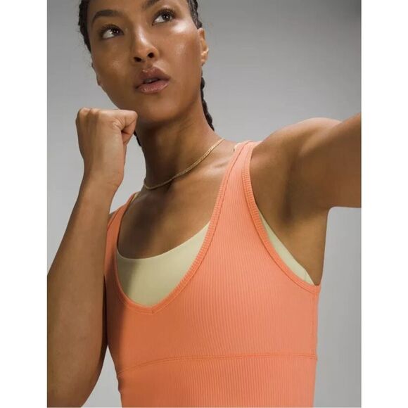 Lululemon Power Pivot Ribbed Tank Sports Bra‎ Coral Size 6 - Picture 7 of 7